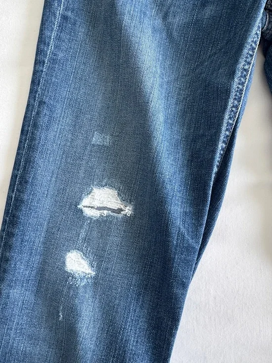 GAP Medium Dark Blue Distressed Straight-Leg Jeans 27 Long - Picture 8 of 9